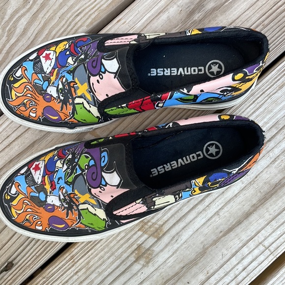 Converse Comic Graffiti Cartoon Graphic Slip On Shoes/Sneakers Size M4/W5.5 - Picture 4 of 12